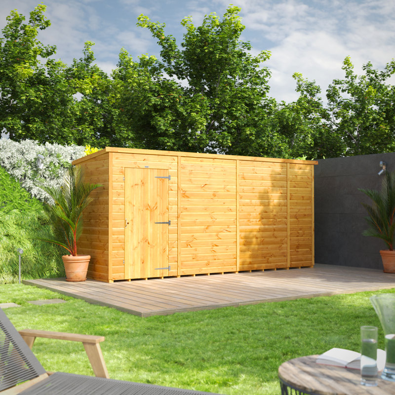 Powersheds 14 x 4ft Timber Tongue & Groove Windowless Pent Garden Shed