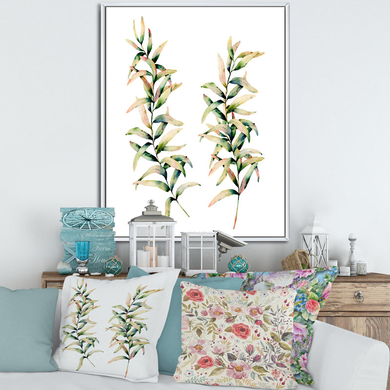 Branches d'automne - Peinture sur toile, Cadre flottant blanc, H 20 po x l 12 po x P 1po