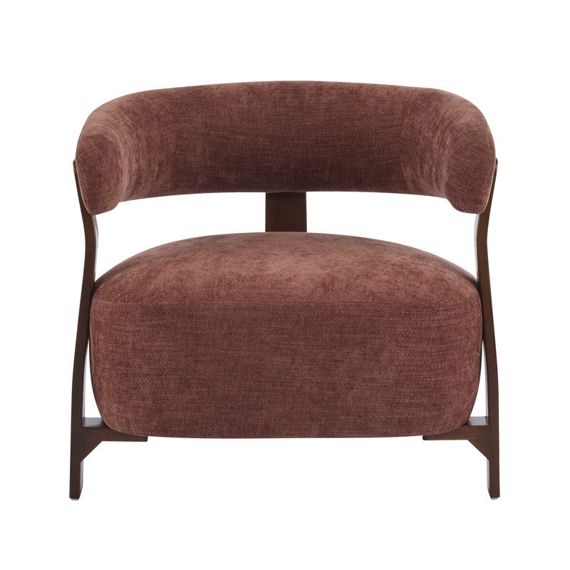 Novea Japandi Mid-Century Modern Upholstered Accent Chair, Coral Red