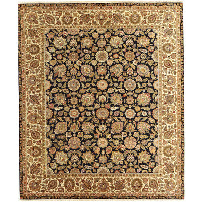 Passions Hand Knotted Wool Area Rug in Black/Gold