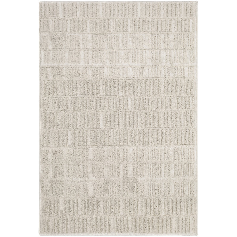 Ebern Designs Reimann Ivory Modern Indoor Rug, Rectangle 2' x 3'