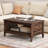 39.5” 2-Tier Coffee Table with Open Shelf Woven Decorations Storage for Living Room Brown-712901639