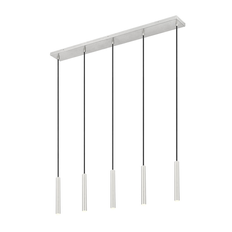 Lustre linéaire à 5 lumières Mahlum, Nickel brossé, 193.9"