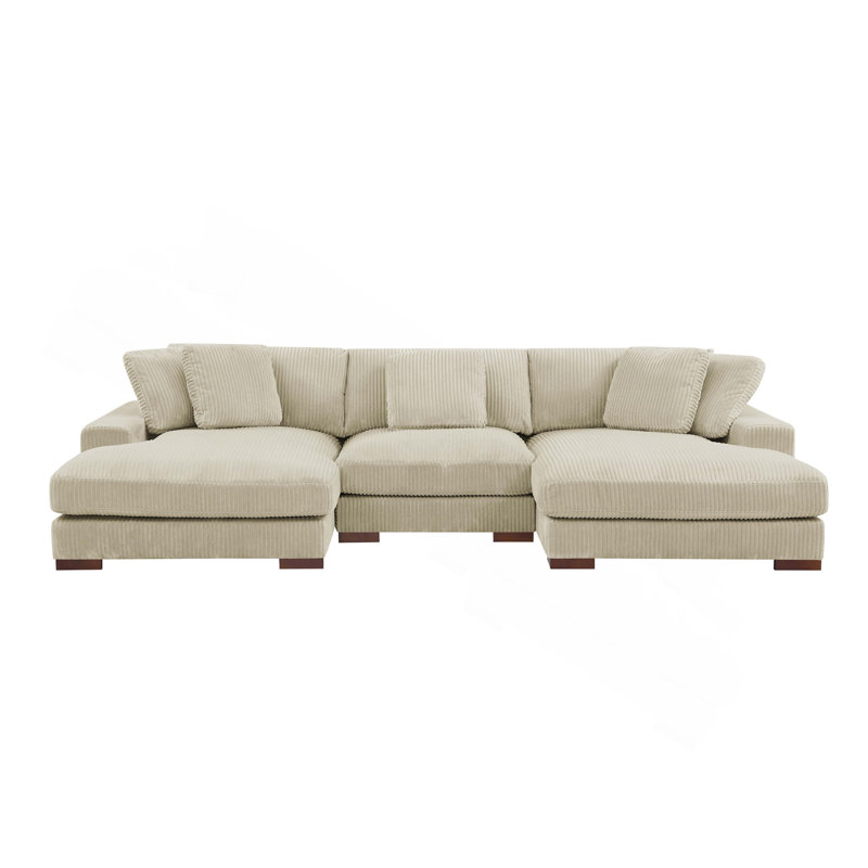 Grand canapé modulaire à double assise en velours côtelé Large Seating, Beige