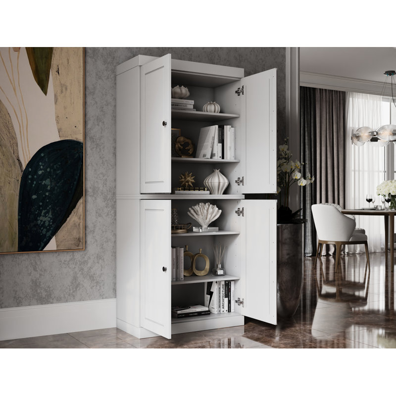 Arreana 32" W x 71.5" H Solid Wood 6-Shelf Bookcase, White