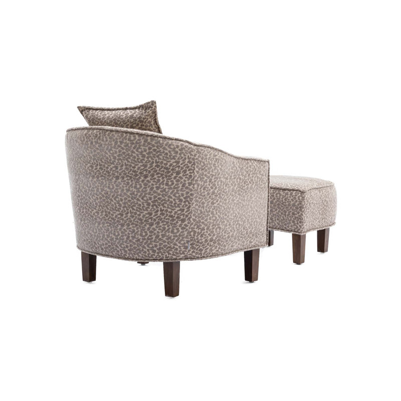 Fauteuil demi-tonneau rembourré Mid Club Modern, Chenille léopard gris