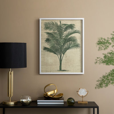 Impression encadrée de toile de jute palmier III - bois massif