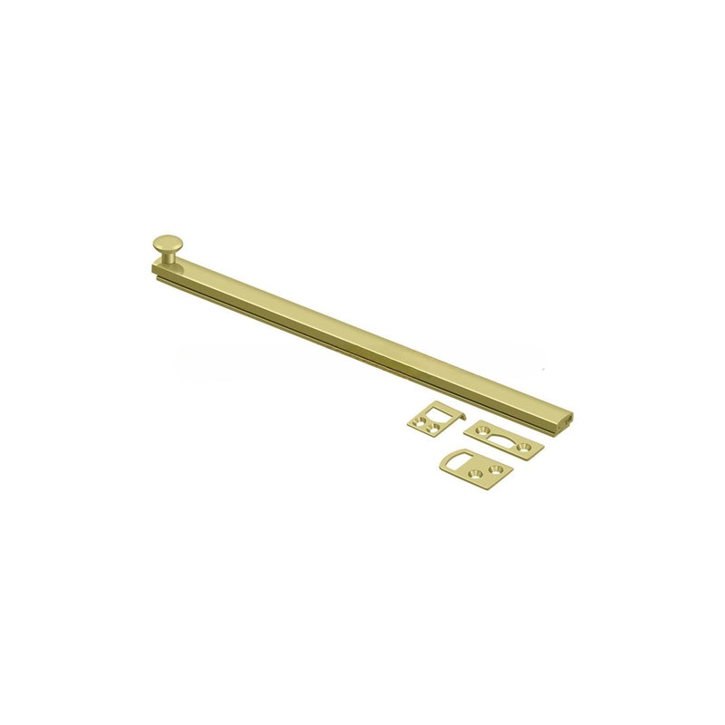 Deltana 12SBCS3 12" Surface Bolt, Concealed Screw, HD in Polished Brass, Polished Brass, 1.9375" H x 12" W x 1.5625" D