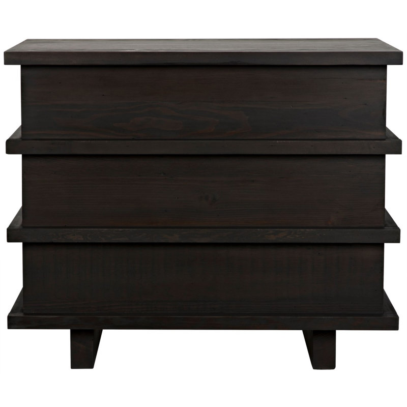 Bergamot 3 - Drawer Solid Wood Dresser, Black Wax