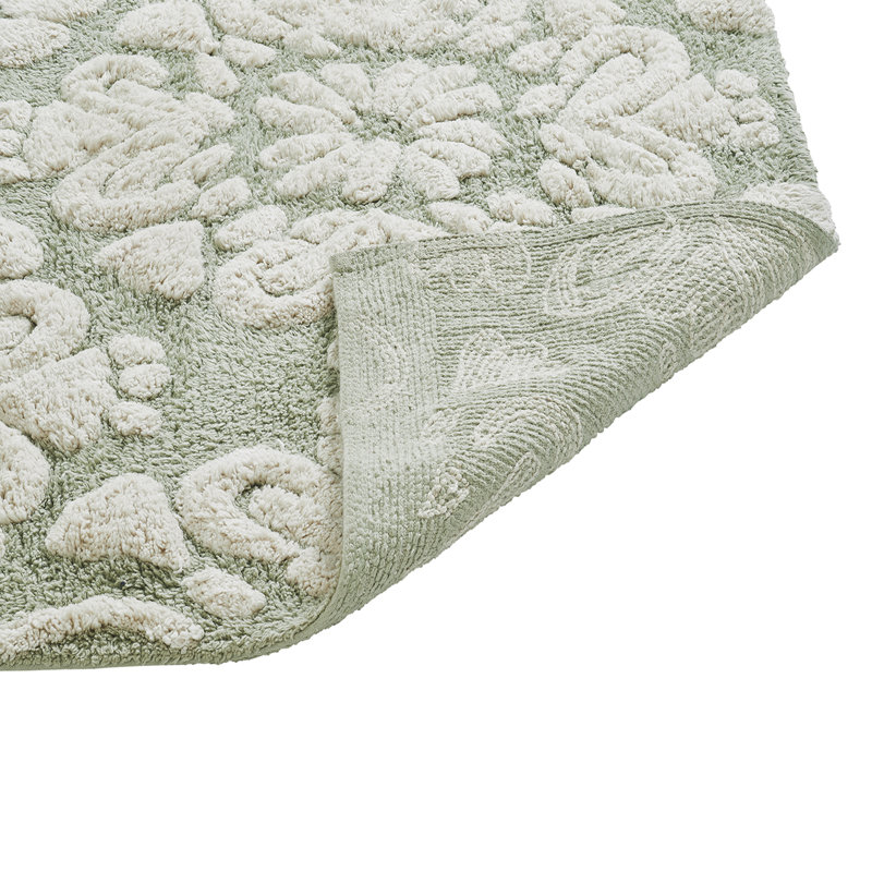 Danitra 100% Cotton 1885 GSM Bath Rug with Non-Slip Latex Backing, Soft Absorbent Machine Washable Bathroom Mat, Medallion Design, 24" x 40", Sage
