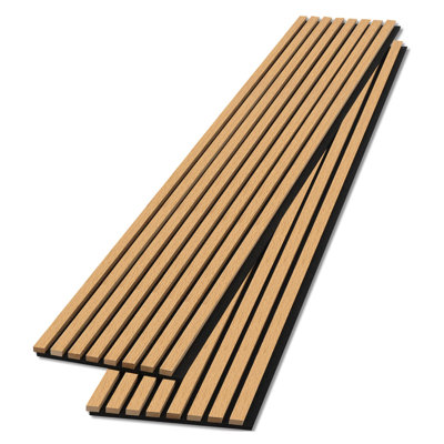Panneaux muraux insonorisés à lattes de bois - 47,24 po x 12 po (paquet de 4) - Panneaux muraux décoratifs à réduction de bruit pour la maison