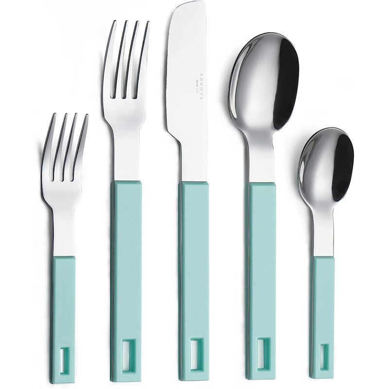 Latitude Run® Stainless Steel (18/0) Flatware Set - Service for 4, Turquoise