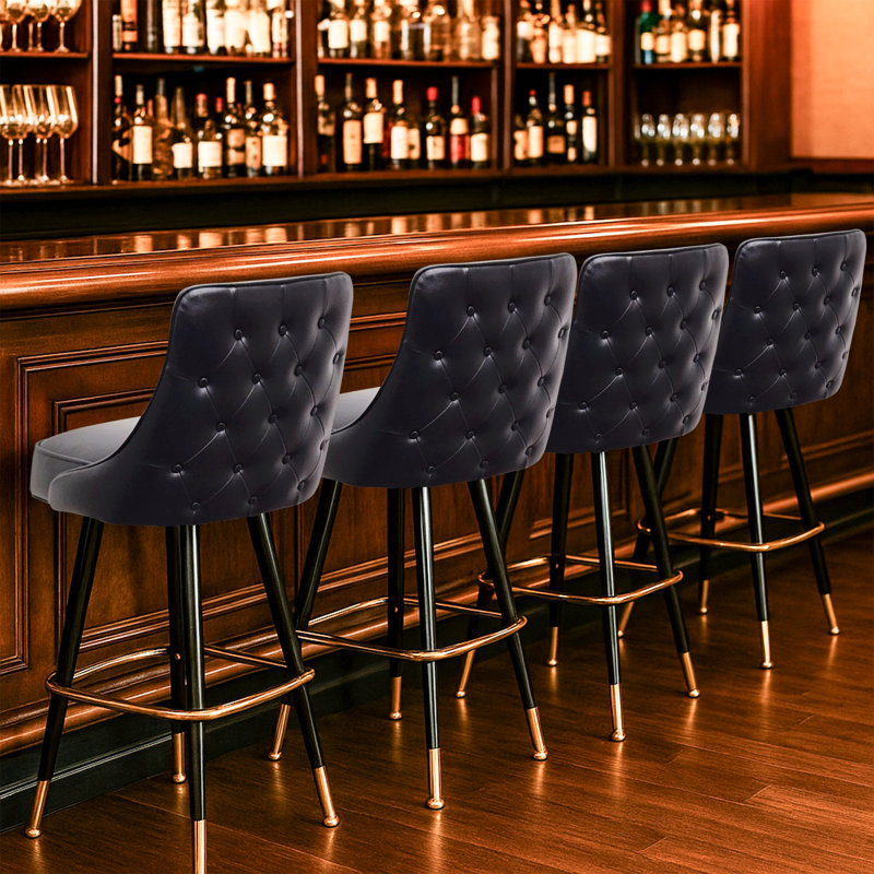 Tabouret de bar pivotant extérieur touffeté, Noir