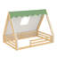 Lit double pleine grandeur avec tente et lit léger, lit en bois massif avec garde-corps pleine longueur, conception Montessori et enfantine, naturel et vert-1027306372