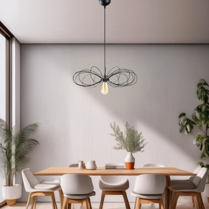 Luminaire suspendu simple à hauteur réglable, Noir