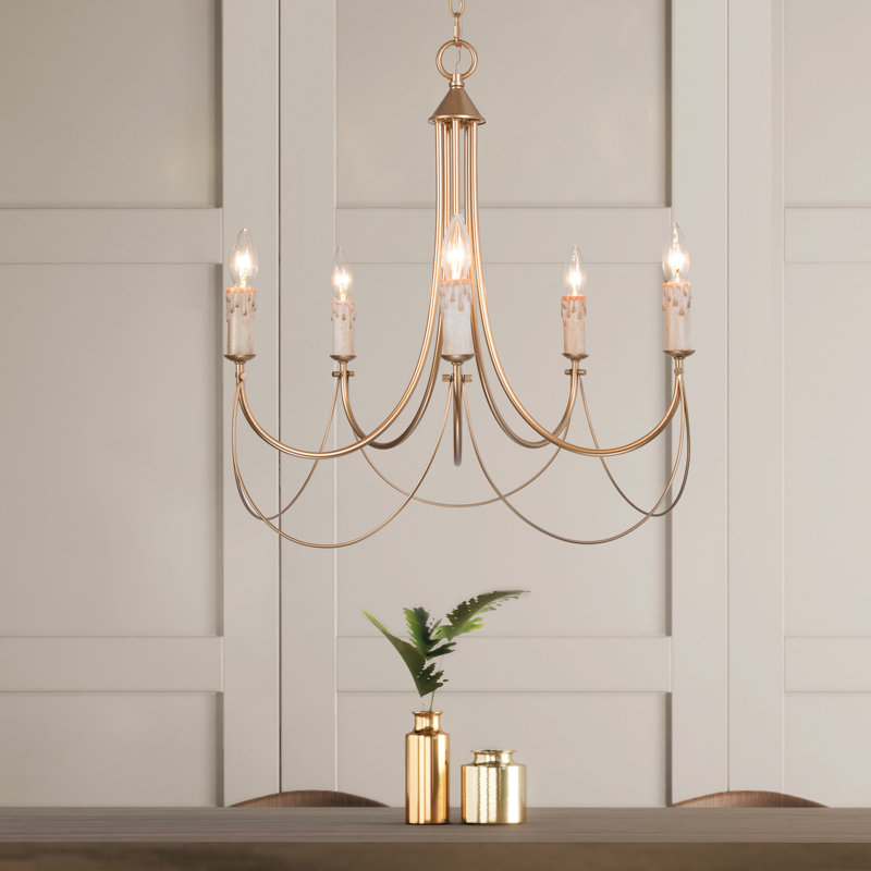 Fieldhouse 5-Light Unique Drum Gold Chandelier