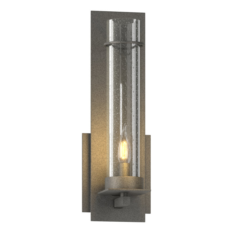 New Town 1 - Light Dimmable Armed Sconce, Natural Iron, Seeded Clear Glass, 12.6" H x 4.25" W x 3.7" D