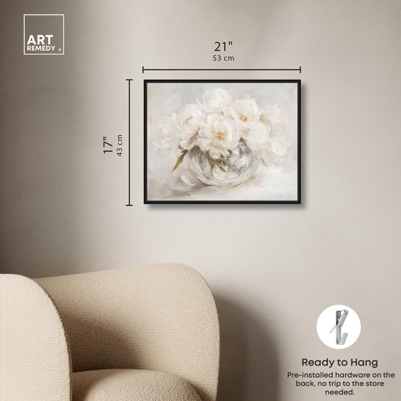 Bouquet de fleurs Art Remedy, H 21 po x l 17 po, Cadre flottant noir