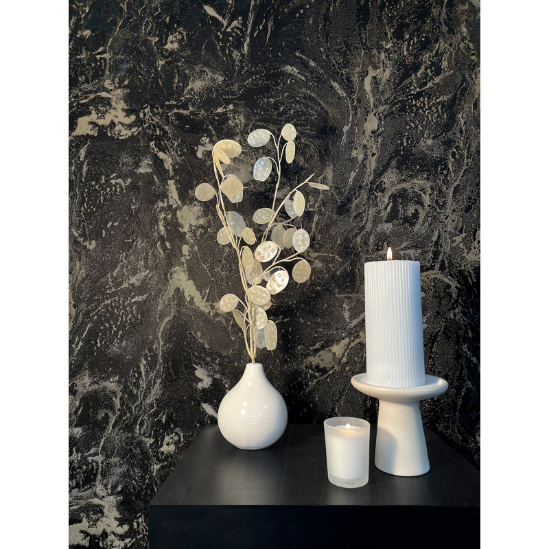 Crownsville 10.05m x 53cm Textured Glitter Wallpaper Roll, Black
