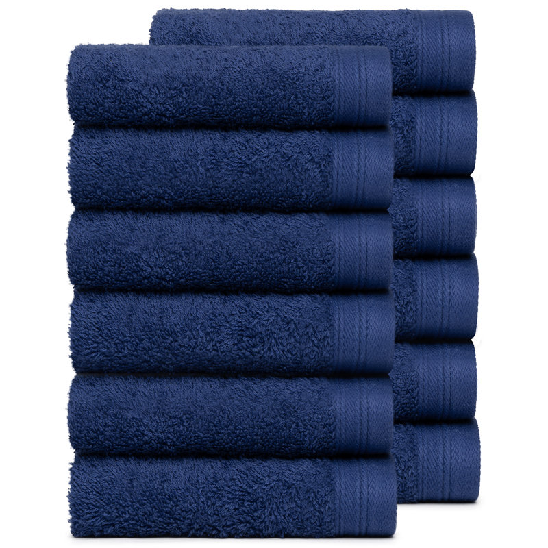 Graciela 12 Piece 100% Cotton Washcloth Set, Navy Blue