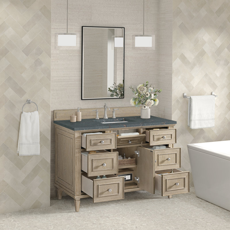 Lorelai 48 in. Single Vanity, Whitewashed Oak, Parisien Bleu