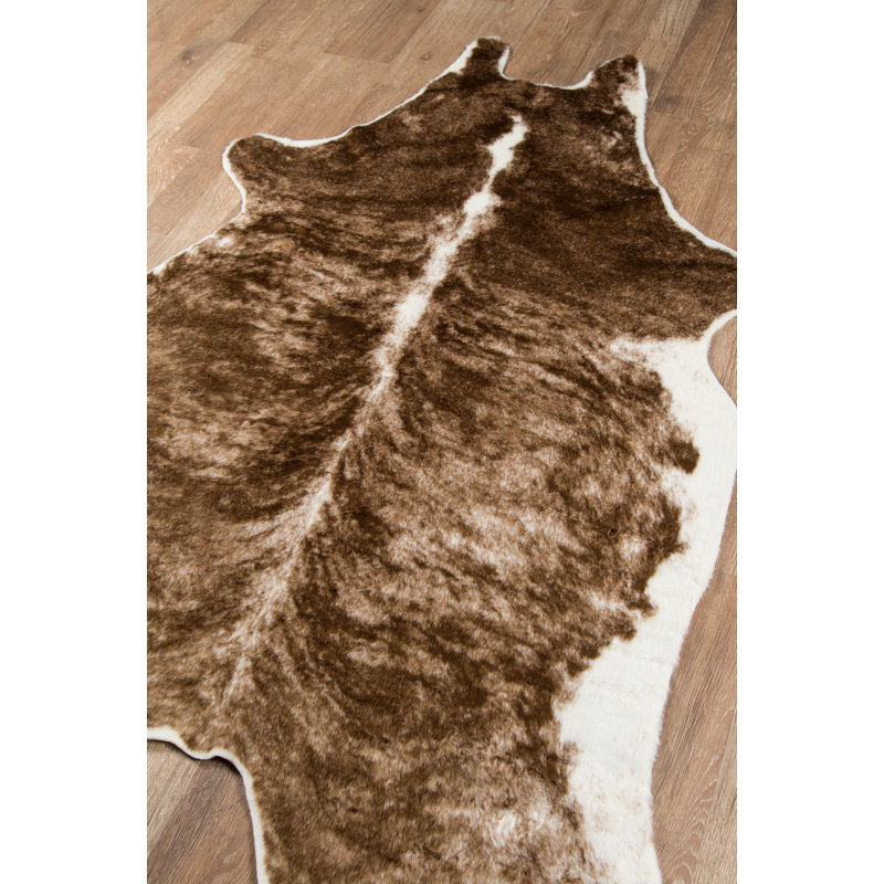 Acadia Brindle Brown Faux Hide Animal Print Area Rug