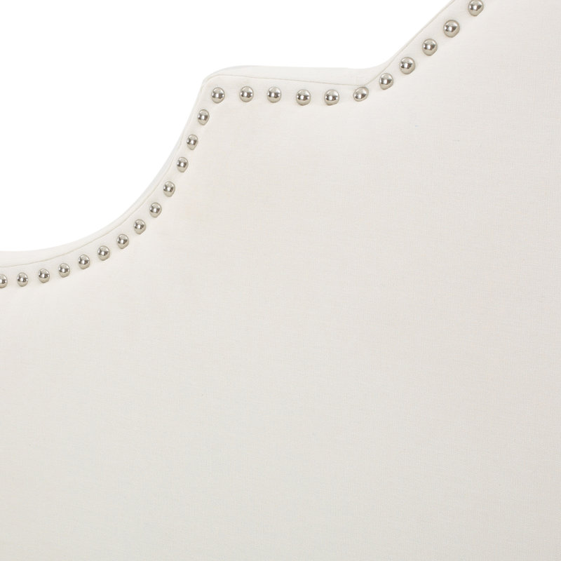 Tête de lit pour lit double et grand lit, tissu doux, garniture cloutée gracieuse, support d'équilibre des pieds réglable et tissu confortable