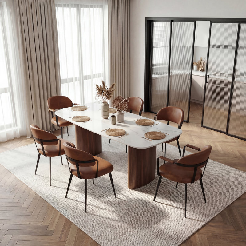 47cm H Upholstered Metal Accent in Brown, Brown
