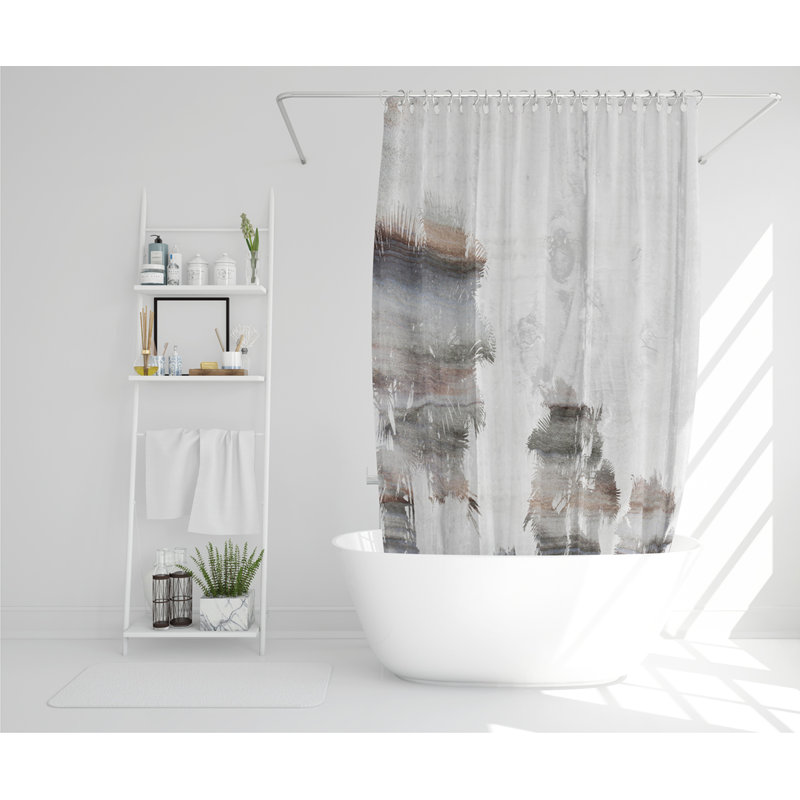 Silver Palm Designer Shower Curtain