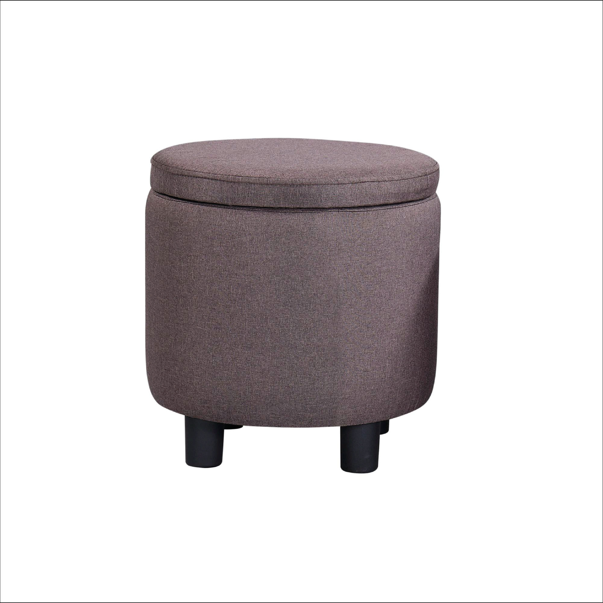 Winston Porter Upholstered Round Tufted Ottoman, Ottoman with Storage ...