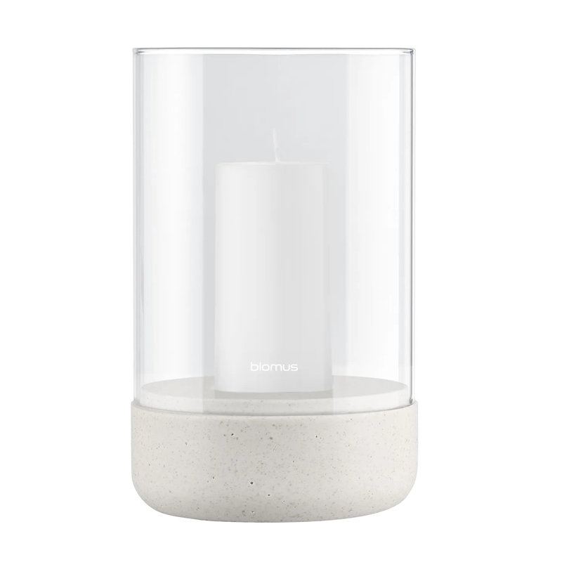 Glass, Light Grey, 20 cm H x 12 cm W x 12 cm D