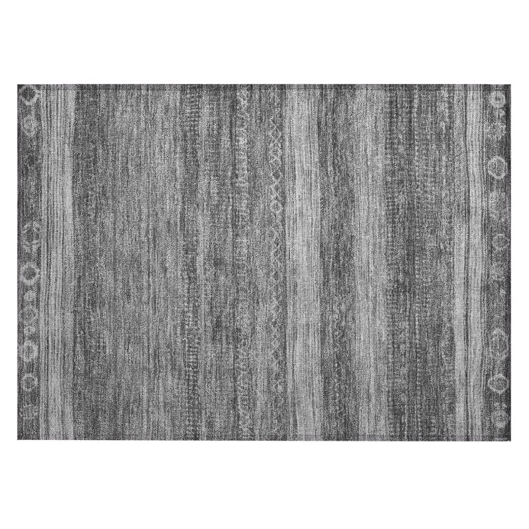 Machine Washable Indoor/Outdoor Xhevrie Gray Rug