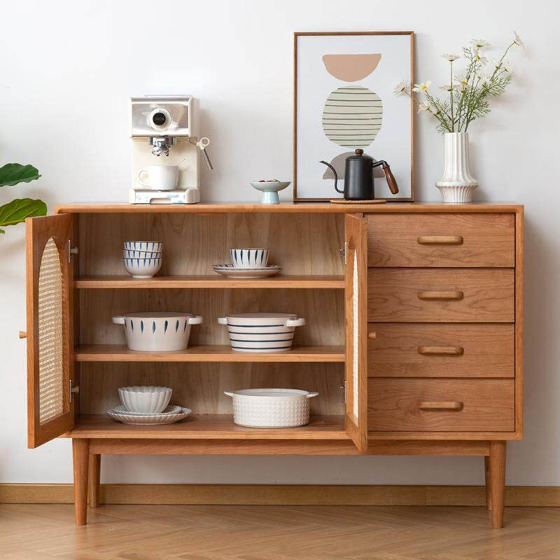 Buffet de rangement multifonctionnel en bois massif, H 35,43 po x l 59,05 po x P 15,74 po