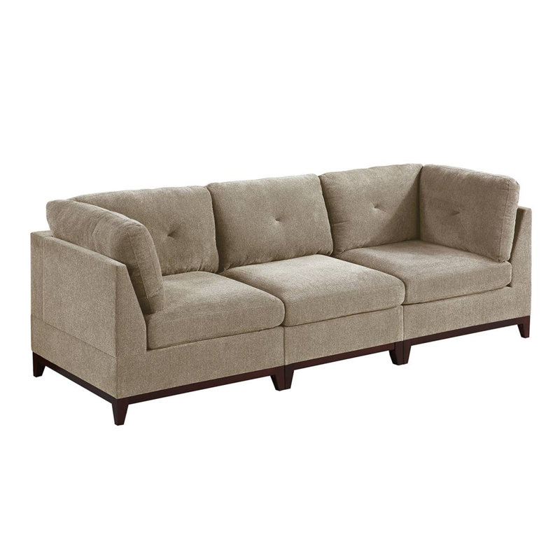 Canapé modulaire à accoudoirs carrés en chenille de 104 po Danicatcy, Chenille gris cendré