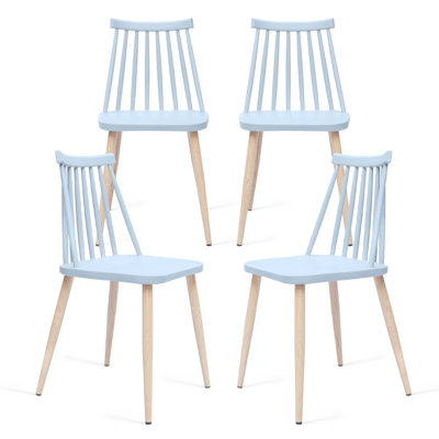 Troy Contemporary Windsor Design Plastic Dining Chair, Living Room Chair, Patio Chair, Armless Chair with Wood Texture, for Home, Office, Kitchen, Din by Xdeco