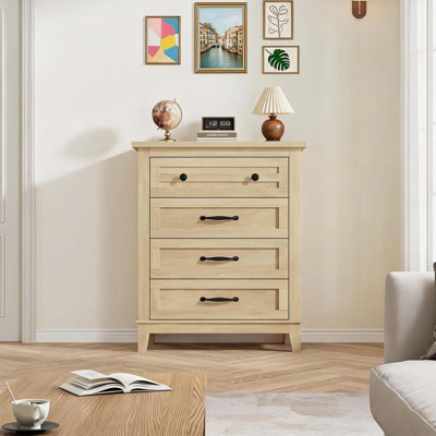 Commode en bois avec 4 tiroirs, commode haute de 34,8 po pour la chambre à coucher, commode, armoire de rangement et tiroirs de rangement pour le salon, le couloir, le placard
