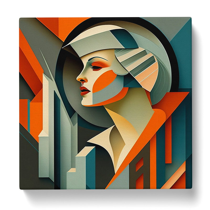 Art Deco Woman Constructivism - Print, 50cm H x 50cm W x 3cm D