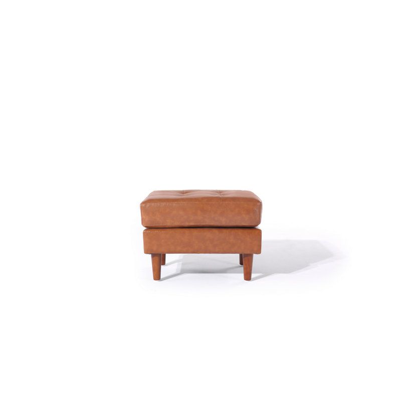 Atrakchi Upholstered Ottoman, Brown Genuine Leather