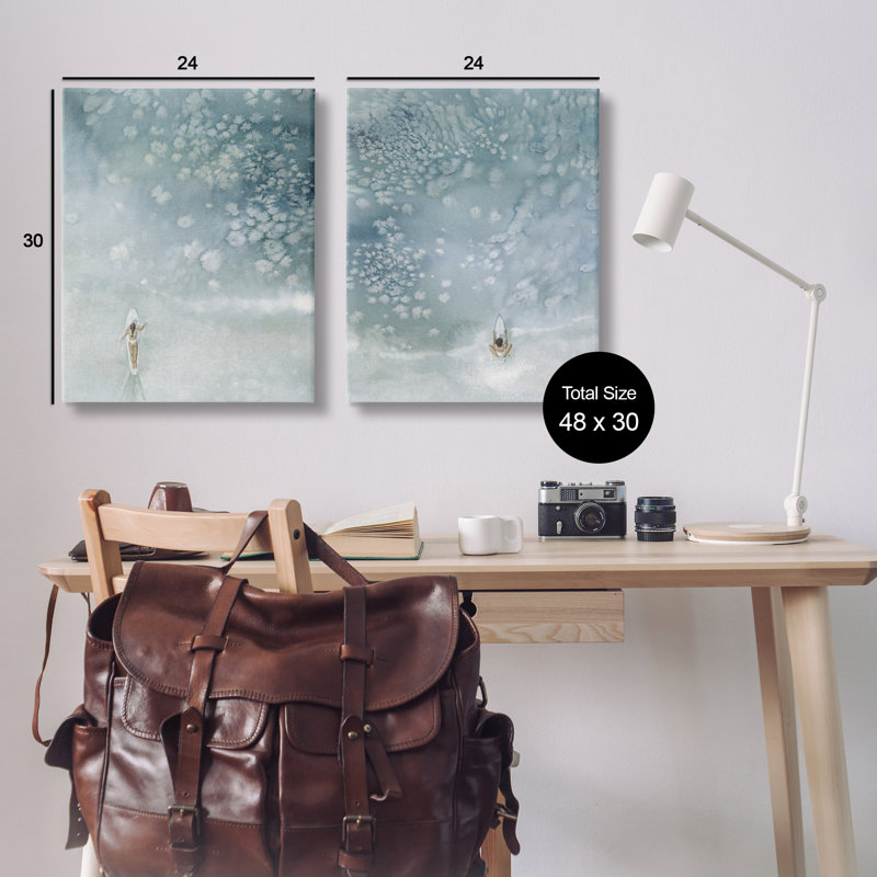«Past The Break Surfers», ensemble d'art mural sur toile 2 pièces, design par Grace Popp, H 24 po x l 60 po