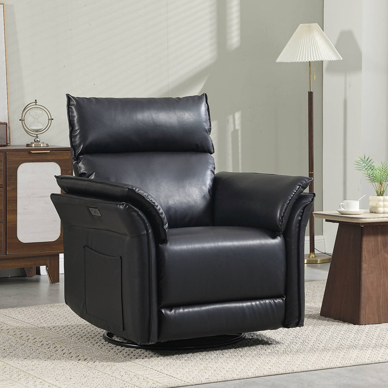  Fauteuil inclinable électrique en similicuir, Noir