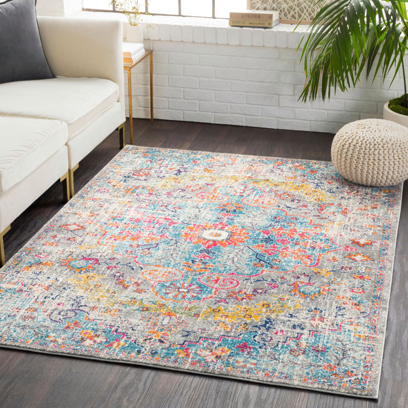 Traditional Rug, Abstract Floral Stain Resistant Easy to Clean Rug For Living Room, Dining Room, Bedroom