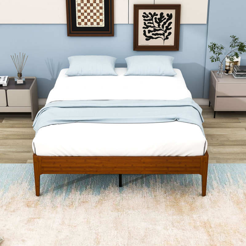 Platform Bed with Noise-Free Design and Ample Storage Space, Brown, Full