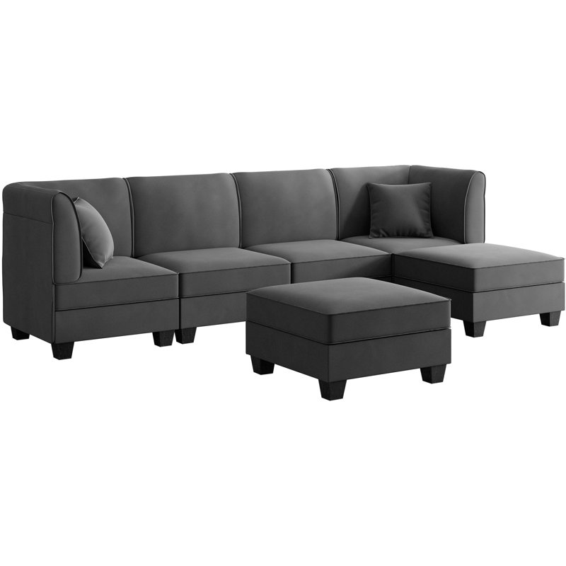 Canapé modulaire 6 pièces Audrye, Gris