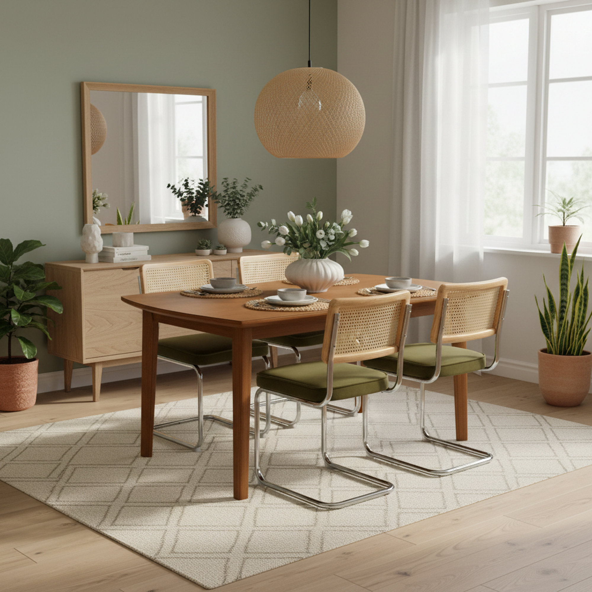 Latitude Run® 5-Piece Dining Table Set With Wooden Rectangular Table ...