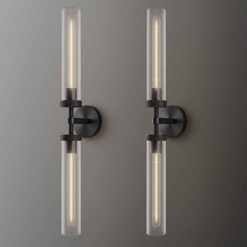 Applique murale à bras articulée noire à 2 lumières Twining (avec ampoules incluses), Noir mat