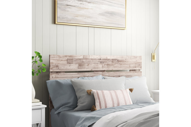 distressed wooden headboard
