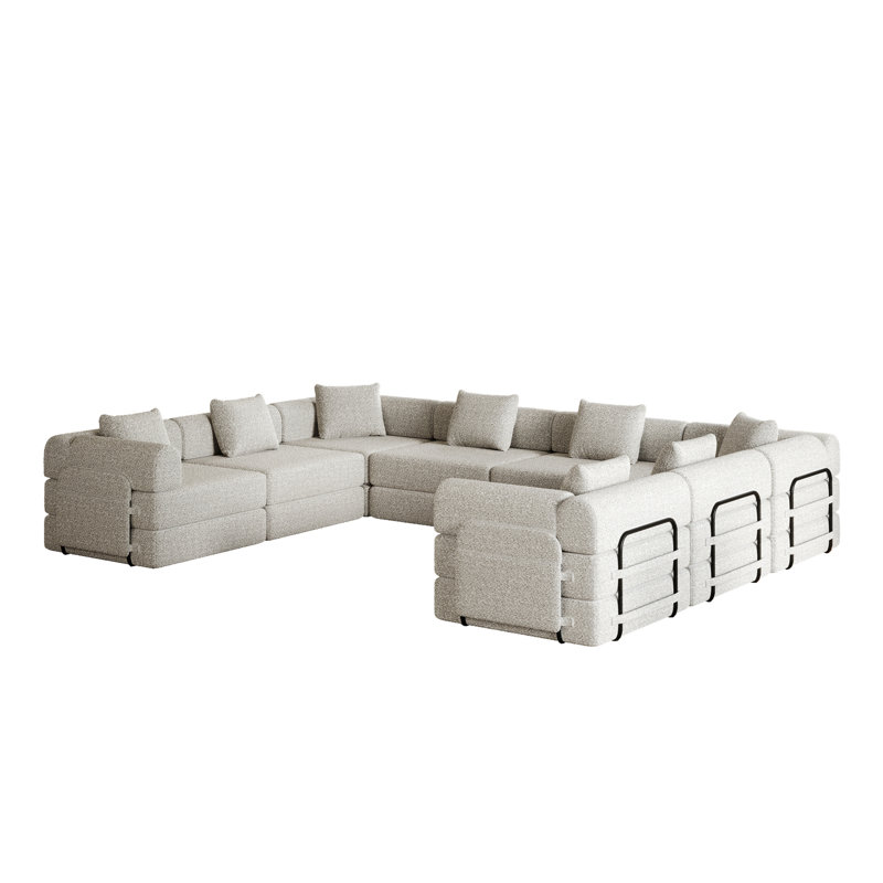 Convertible Sofa Bed, Light Khaki Fabric