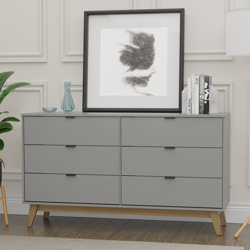 Kyrese 57.08'' W 6 - Drawer Dresser, Gray