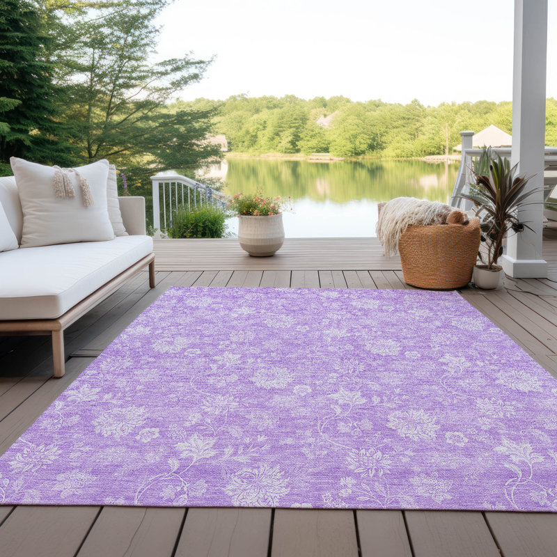 Myqueal Washable Floral Indoor / Outdoor Rug, Rectangle 8' x 10'