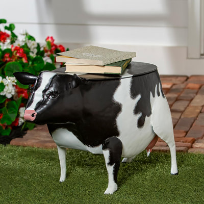 Table de vache en métal recyclé avec rangement